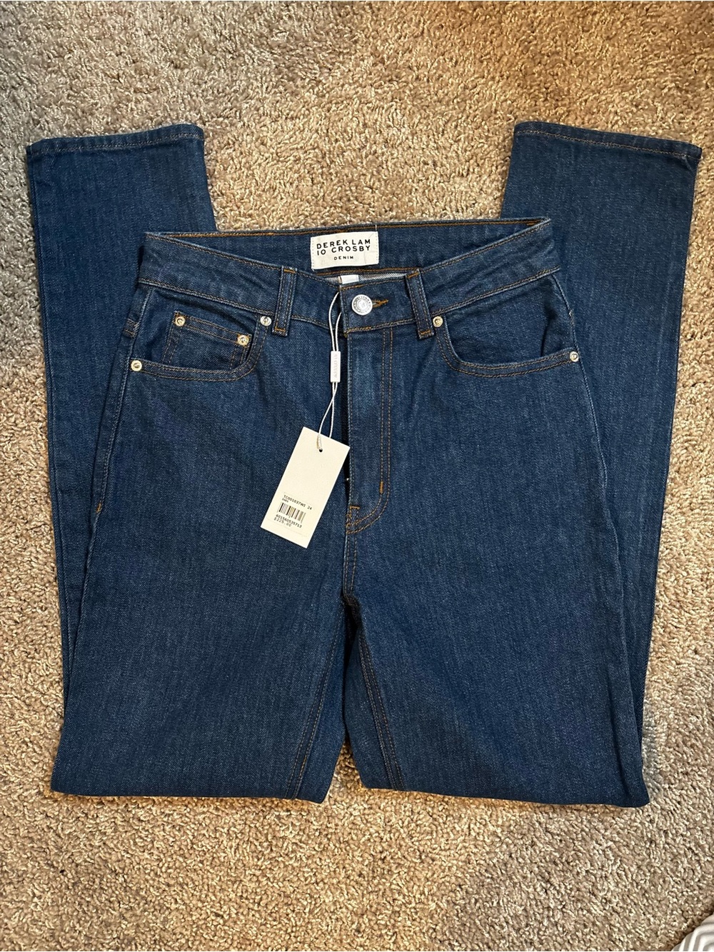 10 Crosby Derek Lam Dark Blue High-Rise Straight Jeans